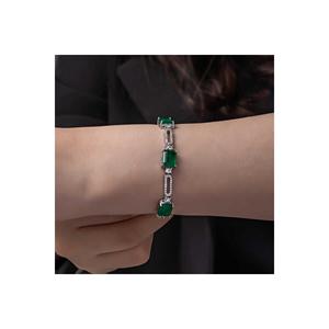 Bracciale donna in pietra Paraiba quadrato Color verde argento