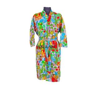 Manufacturer Wholesale Indian Kantha Quilted Long Kimono Women Wear Vintage Coat Festival Fashion Hand Made Cotton Robe Elegant - Product Image 2