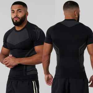 Camiseta de Compresión Deportiva para Hombre, Spandex Poliéster, Alta Elasticidad, Secado Rápido, Diseño Personalizado con Logotipo, Entrenamiento Físico, OEM - Product Image 1