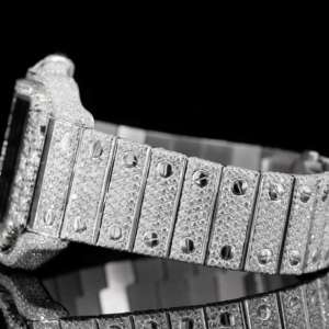 Trendy Royal <b>Blue</b> Dial Moissanite Diamond Studded Stainless Steel Analog <b>Watch</b> Elegant Iced Out Customizable Wrist <b>Watch</b> <b>for</b> <b>Men</b> - Product Image 2