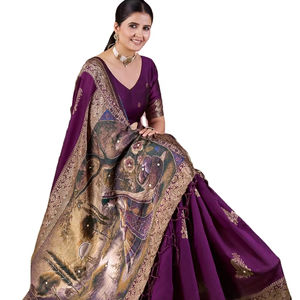 JECQAURD Saree de travail manuel avec pallu de tissage numérique et saree de fête de tissage Jalar Zari pour enfants - Product Image 1