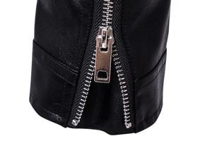 Veste en cuir PU pour homme 2026, coupe ajustée, col montant, anti-vent, style motard, avec fermeture éclair - Product Image 5