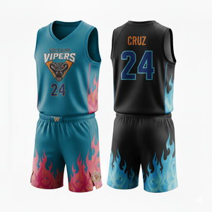 Tenues de basket-ball personnalisées unisexes pour adultes avec nom d'équipe et logos, 100% polyester, impression par sublimation, respirantes, séchage rapide - Product Image 2