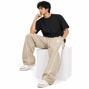 Pantalones anchos personalizados de nailon ligero con cordón, informales, para hombre, con ribete en contraste, para uso exterior, moda, venta al por mayor - Product Image 5