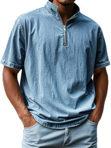 T-shirt zippé à manches courtes pour hommes coupe ajustée haut de gymnastique respirant entraînement été décontracté fitness vêtements de sport vêtements élégants - Product Image 3