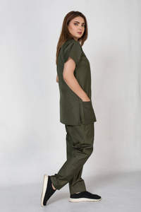 Ensemble d'uniformes de gommage d'allaitement en polyester/coton sur mesure de couleur verte armée - Product Image 4