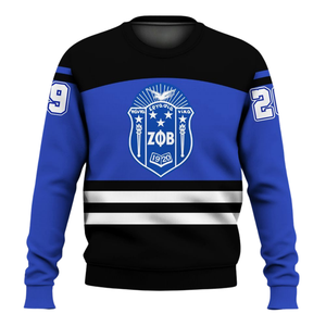 Sudadera Azul con Cuello Redondo y Letras Griegas de Zeta Phi Beta para Mujer, Bordado de la Hermandad 1920 - Product Image 1