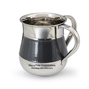 ถ้วยด้ามคู่การออกแบบที่คลาสสิกชาวยิวพิธีกรรมซักผ้าถ้วย Netilat Yadayim การออกแบบที่ทันสมัยสแตนเลสเคลือบถ้วยยูไดกา - Product Image 2