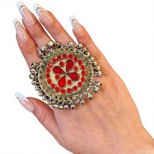 Bracelet de pierres précieuses afghanes traditionnelles de Bohème Bijoux en perles faits à la main en cuivre de forme géométrique avec placage pour les fêtes - Product Image 1