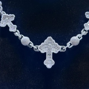 Mejor diseño VVS Moissanite diamante 925 plata esterlina Iced Out Hip Hop Cruz collar cadena fina moda Bling joyería para hombres - Product Image 3