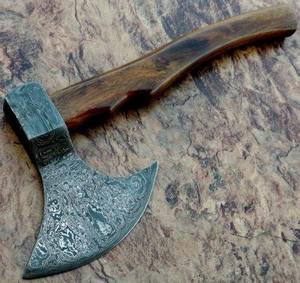 Handmade Industrial Damascus Steel Flat Backed <b>Axe</b> for Camping <b>Wooden</b> Handle Comfort Grip 4 <b>Cutting</b> Edge 500mm - Product Image 5