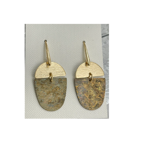 Pendientes largos de latón con superficies texturizadas pequeñas Austin 1920, juego de embalaje de joyería, pendientes de venta rápida, joyería con cuentas - Product Image 3