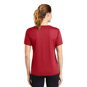 Camiseta ligera de moda de alta calidad con cuello en V para mujer, camisetas de manga corta de diseño personalizado, botón con borlas, secado rápido, ecológico - Product Image 5