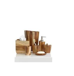 Ensemble de salle de bain décoratif en bois, design de luxe, 5 pièces, couleur bois naturel - Product Image 2