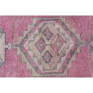 Vintage Herki <b>Runner</b> Rug 2.6x11.3 ft (79x344 cm), Turkish <b>Red</b> Ombr Wool Rug - Product Image 5