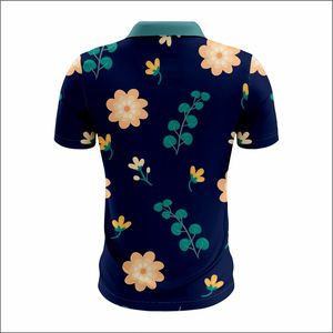 Polo décontracté à manches courtes pour homme avec imprimé floral Chemises de golf en jersey respirant de grande taille Vêtements de sublimation pour homme - Product Image 6