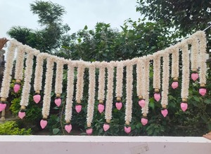 ดอกมะลิประดิษฐ์พร้อมดอกบัวสีชมพู/ชมพูอ่อนสำหรับตกแต่งประตูงานมงคลสันติสุข ดีไซน์ใหม่สำหรับทางเข้าบ้าน - Product Image 6