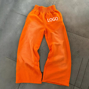 Personalizado de peso pesado 500 GSM 100% algodón polar pista pierna ancha Jogger pantalones hombres piernas rectas holgados pantalones de chándal Sun Faded Wash - Product Image 1
