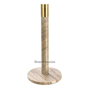 Accessoires de salle de bain et de cuisine Fournitures Support et base en aluminium moulé de haute qualité plaqué or avec dessus en boule de marbre blanc Designer - Product Image 5