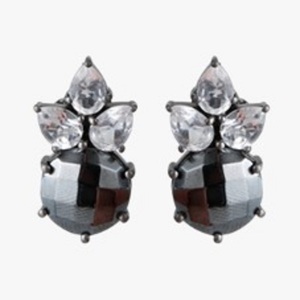 Nouvel arrivage boucles d'oreilles rondes en Pyrite et cristal Quartz en argent Sterling 925 et forme de poire - Product Image 1