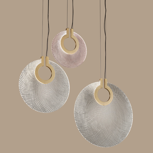 Candelabro de disco de vidrio texturizado de lujo para hospitalidad Luz colgante de color con varios ángulos y alturas para villas y hoteles - Product Image 3