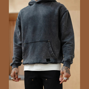 เสื้อฮู้ดผ้าซักกรดสำหรับผู้ชายเสื้อฮู้ดแบบสวมหัวสไตล์สตรีทแวร์เสื้อมีฮู้ดแฟชั่นผู้ชายเสื้อมีฮู้ดโอเวอร์ไซส์และซักได้ - Product Image 4