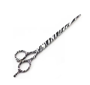 Tijera de aseo para mascotas de acero inoxidable recubierta de cebra, tijera de corte de pelo de belleza para reposapiés de cerámica ajustable para animales - Product Image 2