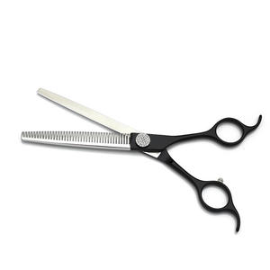 Profesional BHY ANAAIF reutilizable 7,0 pulgadas instrumento veterinario mango negro diamante tornillo adelgazamiento Acero inoxidable perro aseo - Product Image 6
