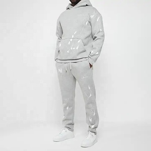 Venta al por mayor de trajes de sudor de lana de algodón 100% de peso pesado diseños personalizados para gimnasio ropa deportiva informal pintura arte Splash estilos chándales - Product Image 3