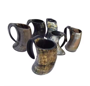 Vente en gros chope en corne de buffle fournie en usine tasse viking en agate pour les fêtes en club pour l'exportation par l'artisanat en croissant - Product Image 3