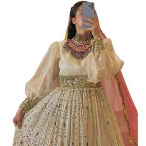 Vestido Tribal Étnico Vintage Kuchi, Transpirable, Hecho en Pakistán, Ropa de Fiesta, Transpirable, Estilo Pathani, Tradicional, Multicolor - Product Image 1