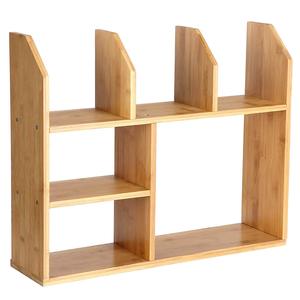 Modern <b>Mini</b> Bamboo Wood Standing <b>Desk</b> Bookshelf 45x12x55cm Office Organizer for Desktop & Living Room - Product Image 2