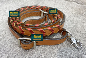 Western OEM personalizable caballo Rein Argentina cuero de vaca metálico rojo encaje lámina trenzada a granel ecuestre tachuela fabricante - Product Image 5