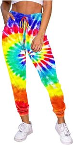 Pantalon de survêtement pour femme à taille haute, tie-dye, en tricot doux, léger, streetwear, imperméable, respirant, coupe-vent, avec cordon de serrage à l'avant - Product Image 3