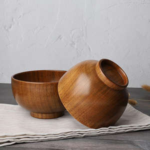 Juego de cuencos de madera para servir comida de Hotel, forma Circular marrón de calidad Premium, Ideal para comer y servir elegantes - Product Image 2