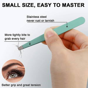 Juego de Pinzas para Cejas de 4 Piezas con Puntas Inclinadas, Anguladas y Planas, con Tijeras para Cejas Afiladas y Estuche de Cuero PU - Product Image 3