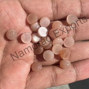 Piedra Lunar de Melocotón Natural, Cabujón Redondo de 8x8 mm, Todos los Tamaños Disponibles, Parte Posterior Plana, Piedra para Fabricación de Joyas, Gemas Sueltas - Product Image 2