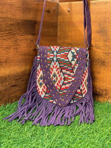 Nueva gran oferta Jacquard hecho a mano gamuza flecos cuero Sling Bag multiuso nuevo diseño Vintage bandolera precio barato producto a granel - Product Image 4