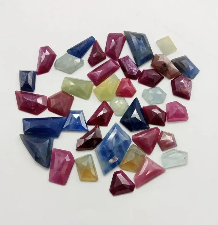 AAA Natural Multi Sapphire Step Cut Gemstone Lot Flat Back Faceted Cut Excellent Quality For Making Jewelry