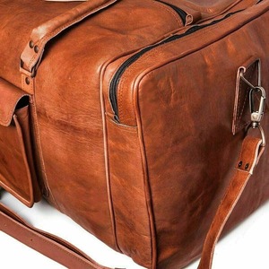 CLC unisexe Zigen Weekender bagage à main rétro sport sac de sport marron véritable Vintage cuir motif bonbon crochet boucle fermeture - Product Image 2