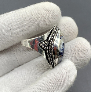 Handmade 925 Sterling Silver <b>Ring</b> Natural Blue Sodalite 9x18mm Fancy Shape Oxidised Bohemian <b>Dainty</b> Women's Trendy Wedding Party - Product Image 5