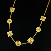 Collier long musulman de luxe plaqué or 21 carats, style vintage, pour mariée, chaînes de mariage, bijoux pour femme, idéal pour les fêtes de mariage - Vente chaude