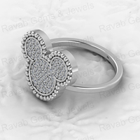 Bague de cocktail pour femme en argent sterling 925, pavée de zircone cubique, plaquée rhodium, motif Mickey Mouse, personnalisable, bijoux pour mariage et fête