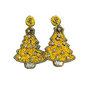Pendientes Colgantes de Árbol de Navidad Dorados con Cuentas Hechos a Mano para Mujer, Joyería Festiva para las Fiestas, Pendientes Ligeros y Elegantes - Product Image 2