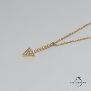 Collier en argent sterling 925 avec zircon doré, motif en forme de flèche, pour cadeau - Product Image 5
