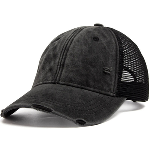 Sombrero de malla de camionero de 5 paneles de alta calidad personalizado OEM gorra de béisbol de ala curvada de moda diamantes de imitación lona impermeable ajustable - Product Image 6