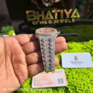 VVS Moissanite Fully Iced <b>Rose</b> Gold Automatic Luxury Watch Stainless Steel <b>Bracelet</b> Sapphire Glass Date Display Unisex - Product Image 6