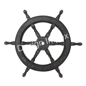 Decoración de pared Rueda de barco grande Artesanías Estilo rural Rueda de barco de madera Artes Acabado personalizado Rueda náutica elegante a precios bajos - Product Image 2