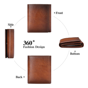 Venta caliente Brown Blocking Minimalist Slim Wallet Buena calidad Hombres Cartera de cuero genuino para hombres 2025 - Product Image 3