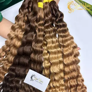 Wholesale Hot Trendy All Colors Deep Wave Unprocessed Raw Cuticle Aligned Bulk Hair 100% Human Hair Extensions